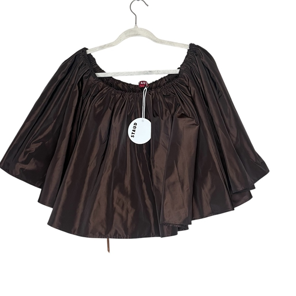 STAUD Brown Off-Shoulder Blouse